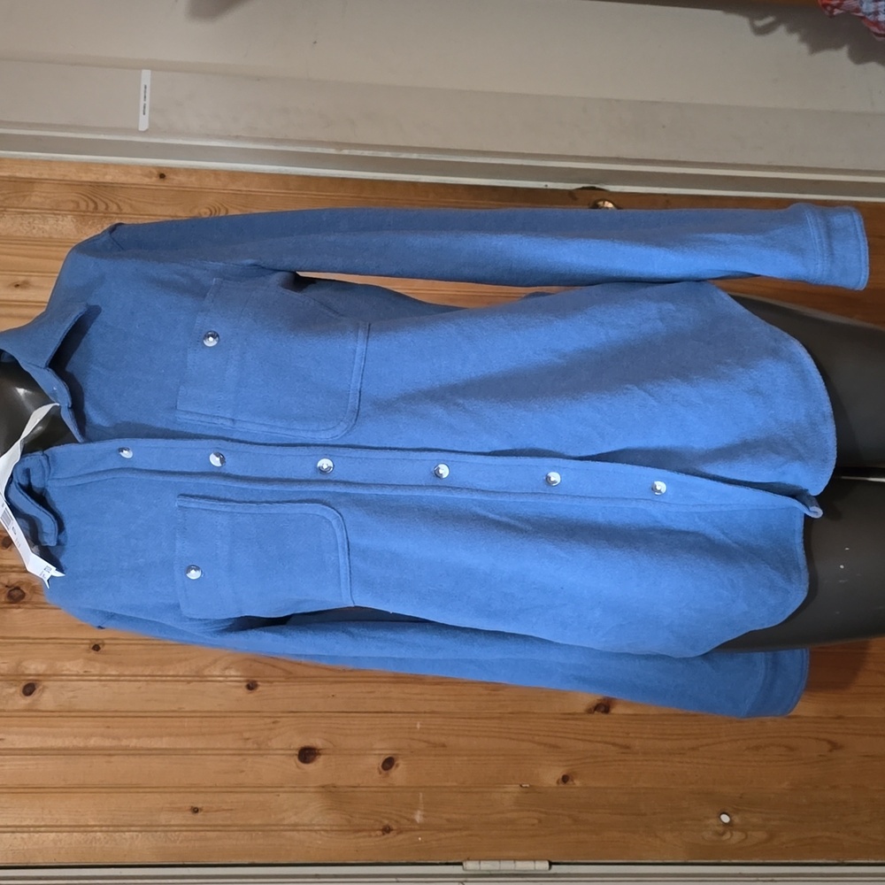New w Tags Workshop Republic Clothing XS Button Down Top Warm Viscose Blend Blue